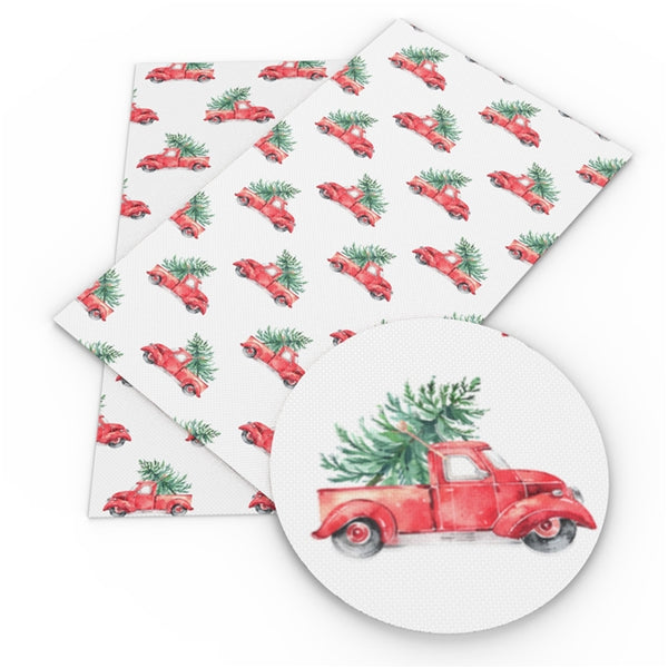 Watercolor Christmas Pick Up Truck
