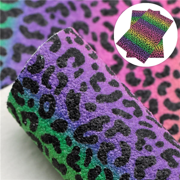 Pastel Rainbow Cheetah Chunky Glitter