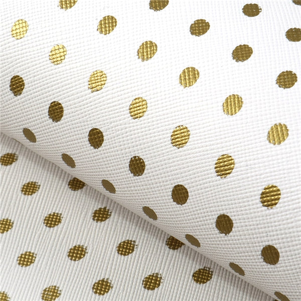 White with Gold Polka Dots