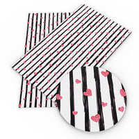 Black & White Stripe with Pink Hearts