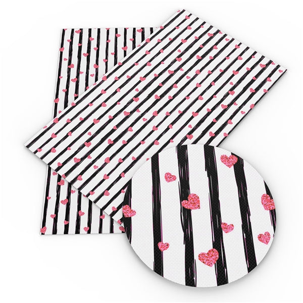 Black & White Stripe with Pink Hearts